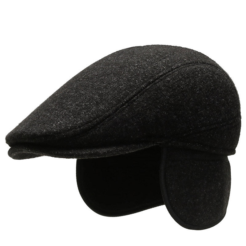 Outdoor Cycling Warm Short Brim Beret  - Middle-aged And Elderly Men Ear Protection Advance Hats