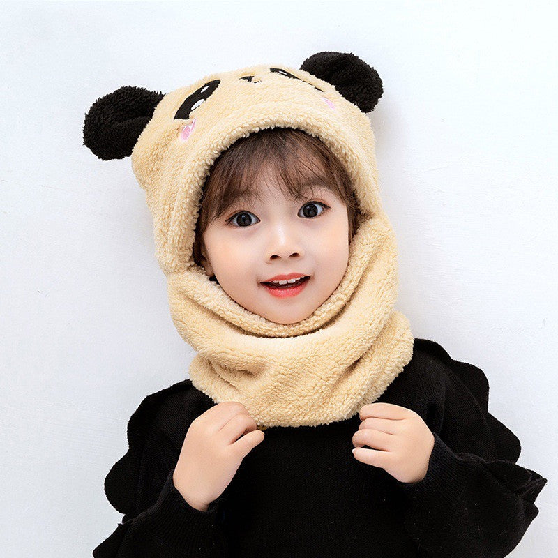 Winter One-Piece Head/Ear Panda Hat - Bib Protection  Hat