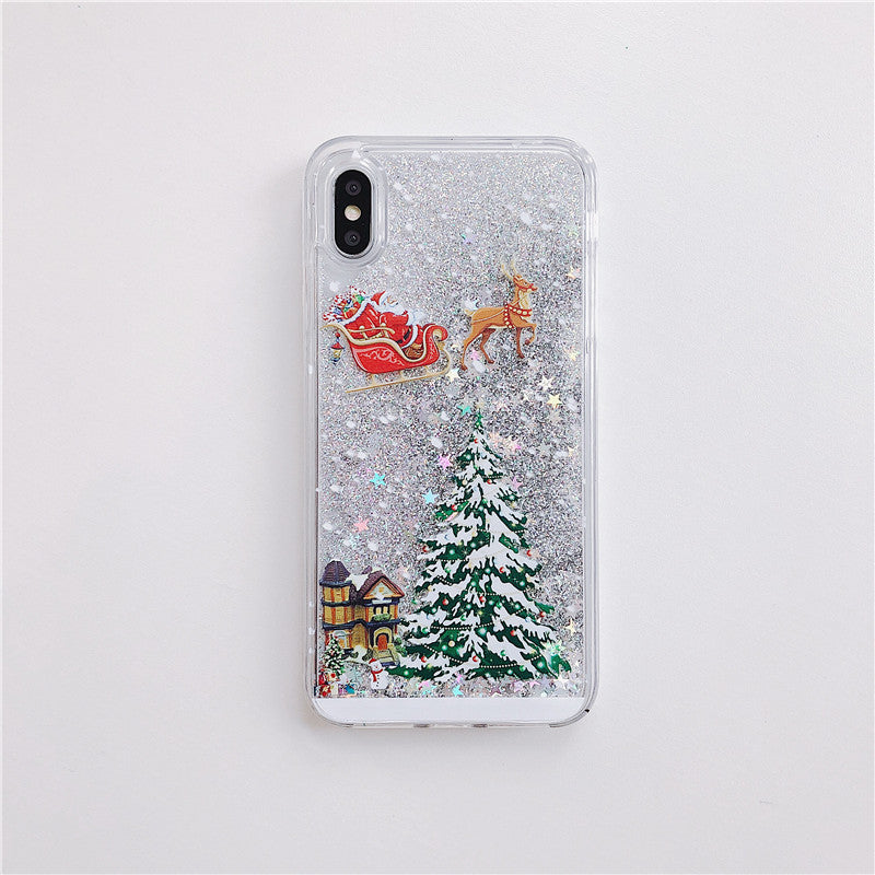 Santa Claus Christmas Tree Quicksand Shell Phone Case