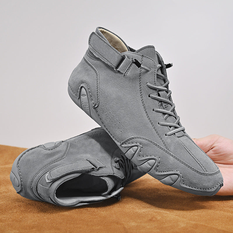 Men's Ankle Boots - Autumn Winter Suede Velcro Shoes Fashion Lace-up Sneakers