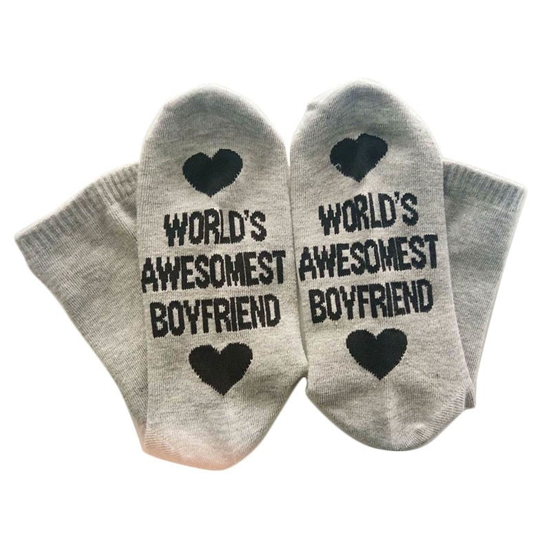 Unisex Cotton Socks - Printing Letter Funny Socks For Boyfriend   Girlfriend Valentine's Day Gift