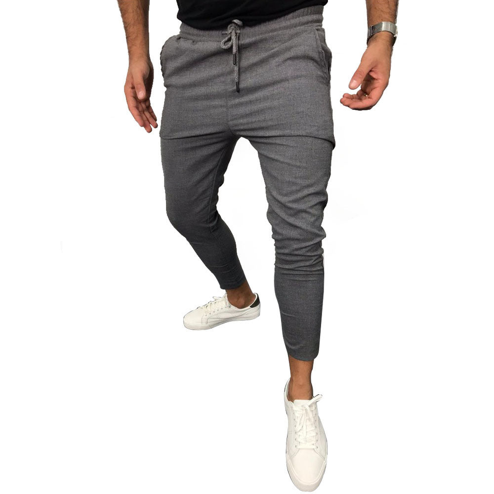Lace-up Casual Pants - Solid Color Jogging Pants
