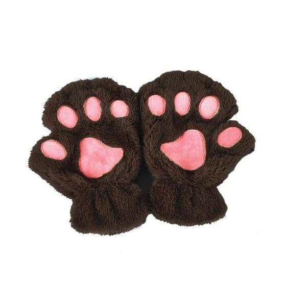 Winter Lovely Half Cover Paw Bear Cat Claw Gloves - Short Finger Gloves