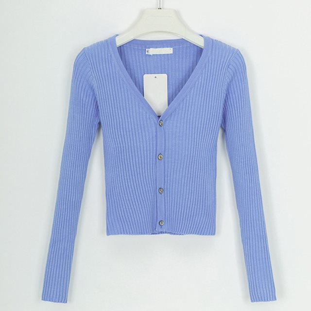 Crop Button Down Sweater Top - Women Cardigan Slim Sweaters