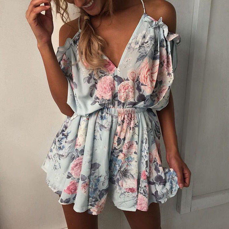 V-neck Printed Sling Jumpsuit