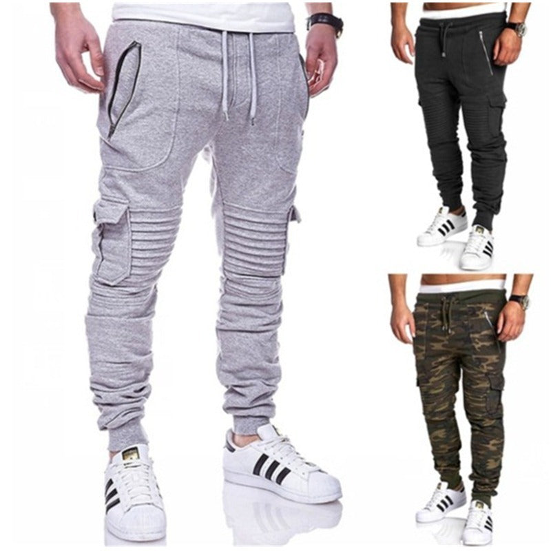 Sports Pants - Striped Pleated Casual Men's Pants