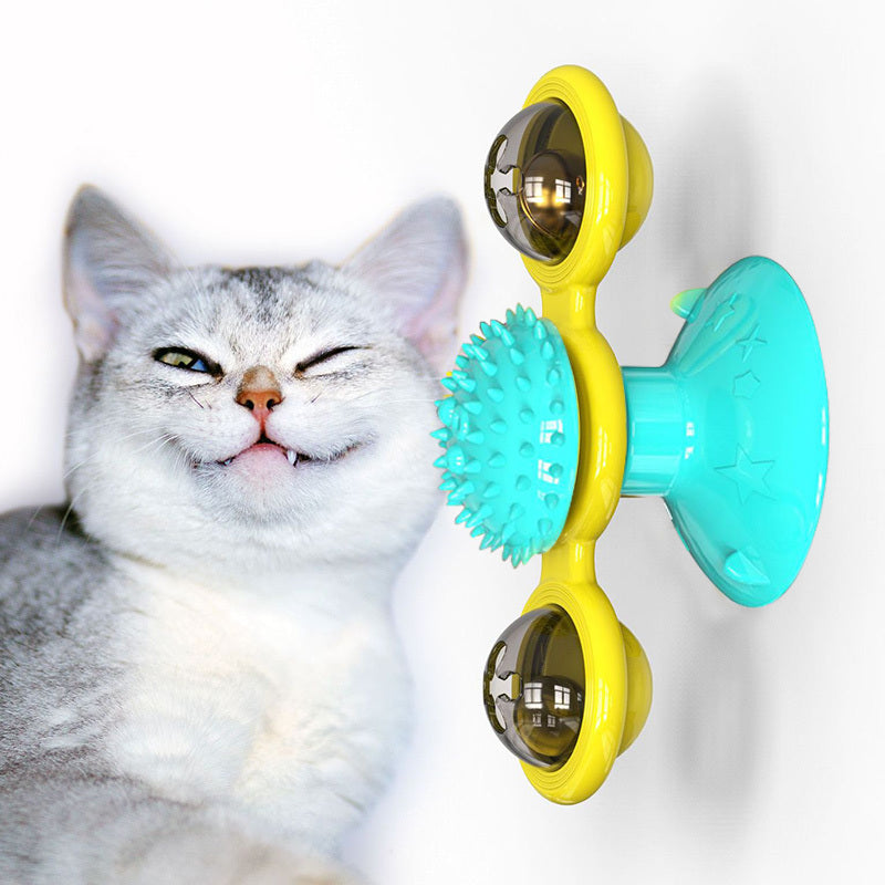 Cat Rotating Windmill Multi-Function Toys - Itch Scratching Device Teeth Shining Toy