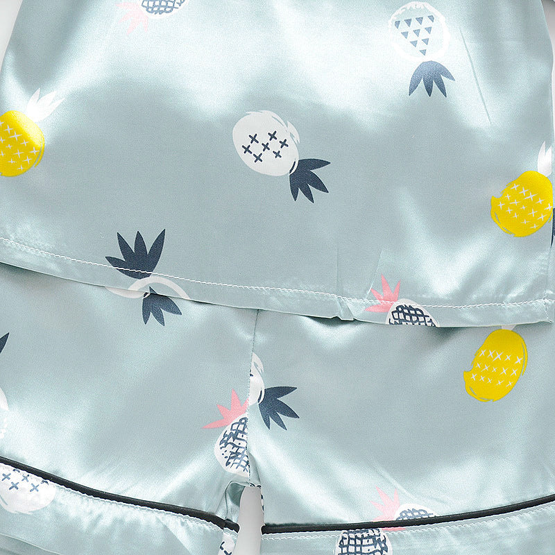 Children's Short Sleeve Ice Silk Summer Pajamas