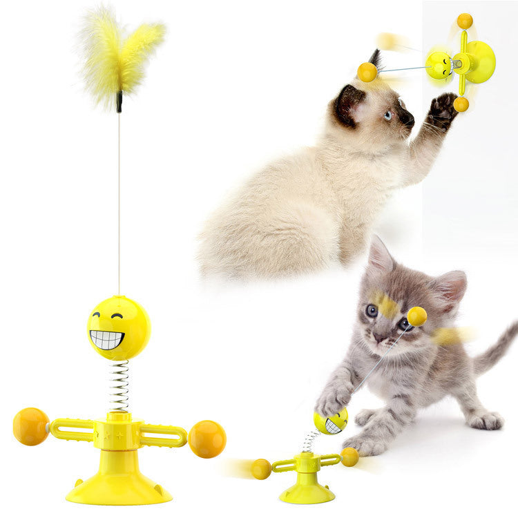 Cat Rotating Windmill Multi-Function Toys - Itch Scratching Device Teeth Shining Toy
