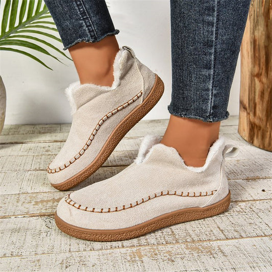 V-cut Plush Ankle Boots For Women