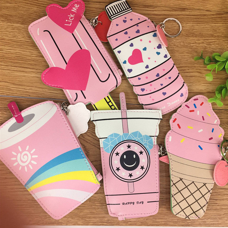 Korean Creative Ice Cream & Drinks Mini Purse – Kids Coin Bag Keychain