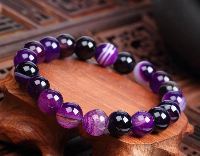 Beautiful Natural Violet Unisex Bracelet - En Pierre Naturelle Violet Pour Femme
