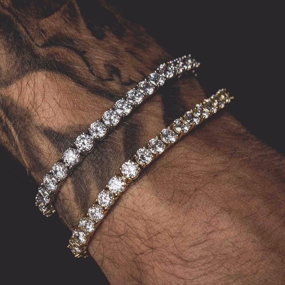 Iced Out Single Row Rhinestones Bracelet - Chain Bling Bracelets Zirconia Bracelets Link Chain Jewelry