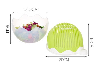 Creative 2-in-1 Salad Cutter Bowl – Fruit & Vegetable Chopper with Drain Basket! Salad Cutter, Fruit and Vegetable Cutter - JumoShop