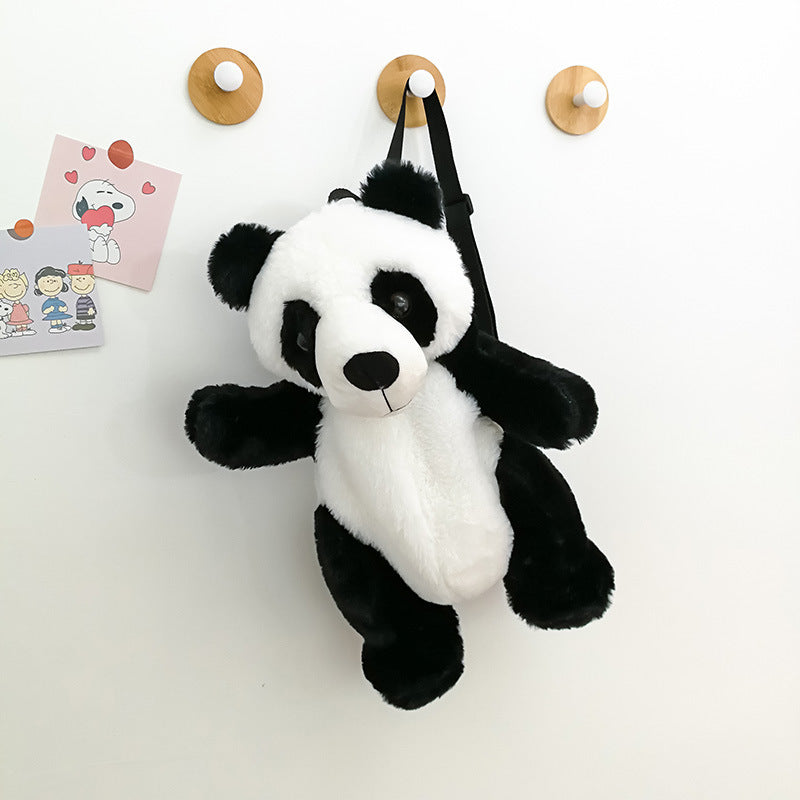 Cute Panda Small Backpack - Fashion Boys And Girls Cartoon Plush Bag