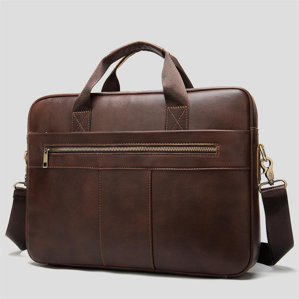 Men's Leather Briefcase - Business Men's Bag First Layer Cowhide Portable