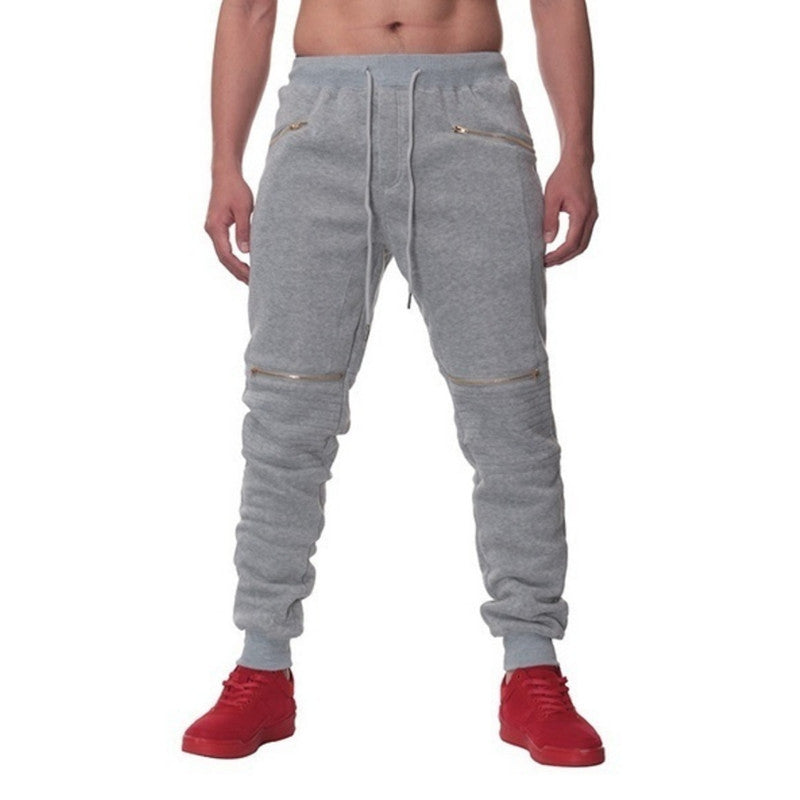 Men's Sports Pants With Double Pockets And Zip
