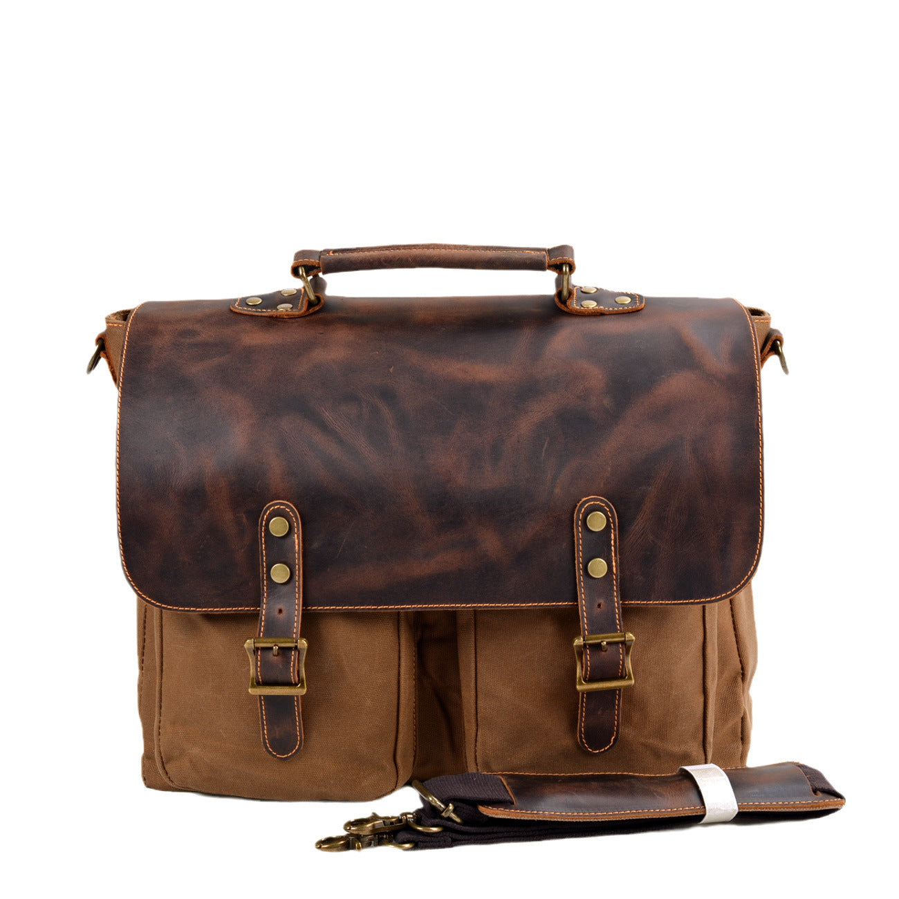 Waterproof Canvas Stitching Leather Briefcase