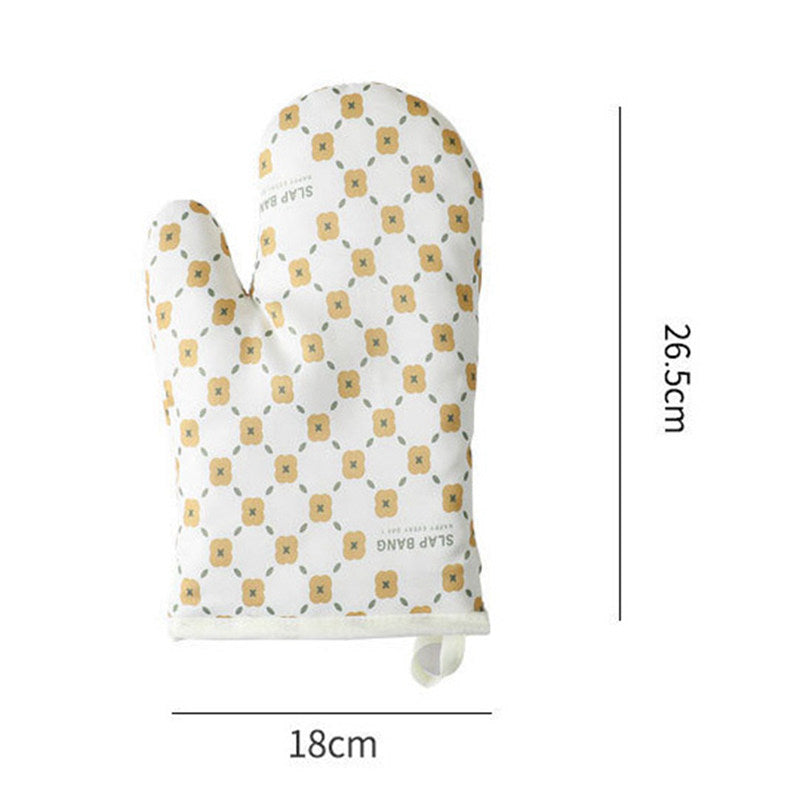 Insulation Gloves Oven Mitts - Anti-Scalding Non-Slip Kitchen Heat Resistant Thickened Cotton Heat Insulation Oven Gloves