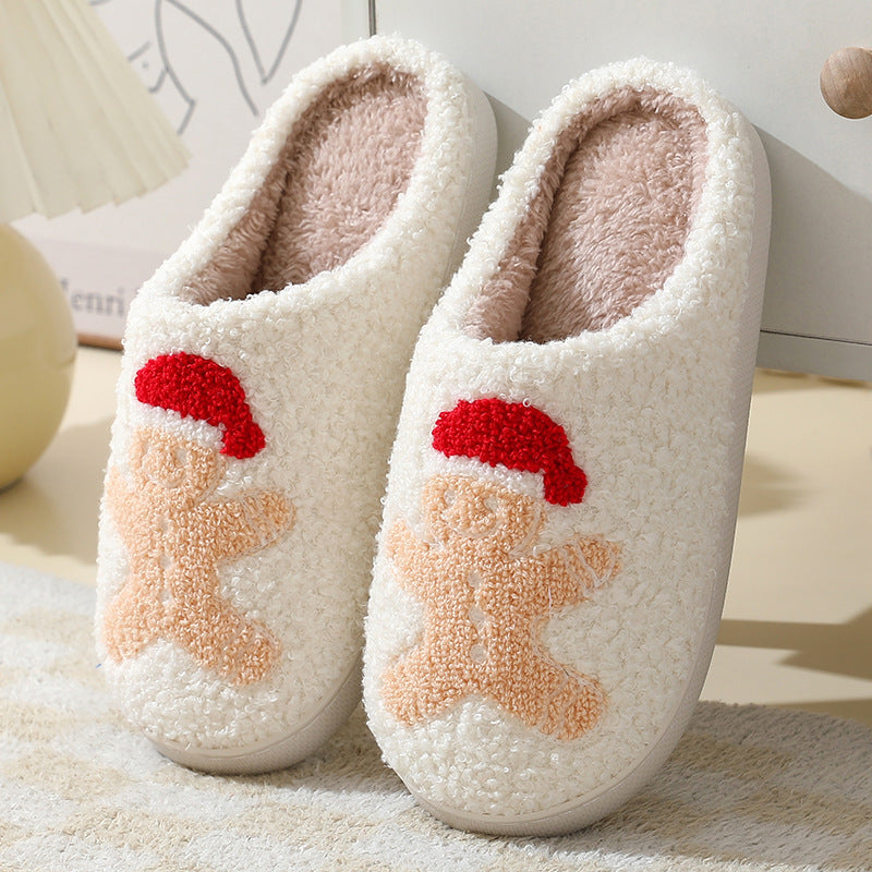 Christmas Home Slippers - Cute Cartoon Santa Claus Cotton Slippers For Women And Men