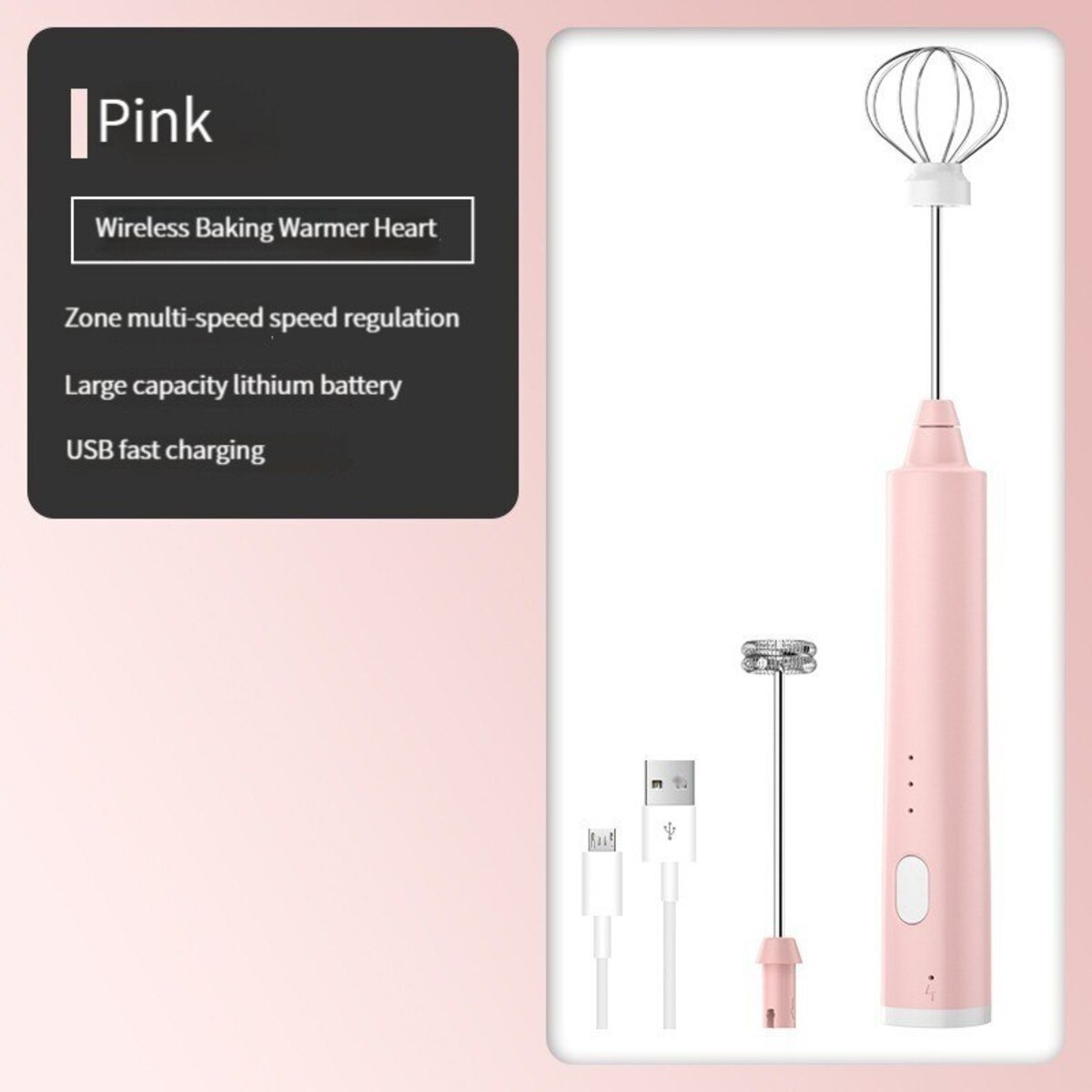 USB Rechargeable Handheld Egg Beater - 3 Speeds Electric Milk Frother Foam Maker Mixer Coffee Drink Frothing Wand Foamer