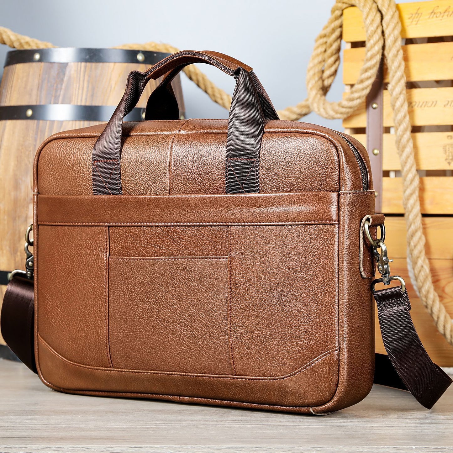 Men's Official Document Leather Bag - Casual Computer Bag Shoulder Crossbody