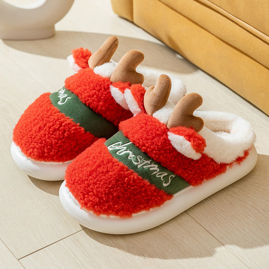 Christmas Shoes - Winter Home Slippers, Elk Soft Cozy Bedroom Slipper, Slip On House Shoes