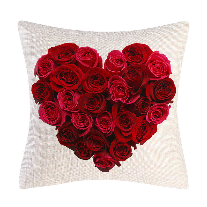 Valentine's Day Linen Cushion Cover - Pillowcase Holiday Gift