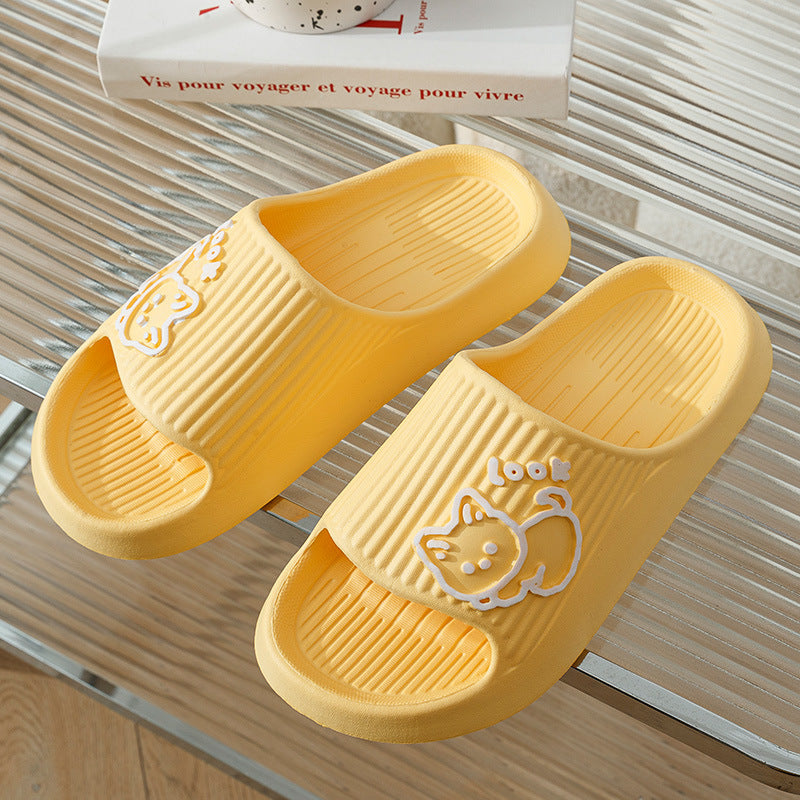 Cute Cat Slippers—Summer Women Home Shoes, Bath Thick Platform,  Non-Slip Slides Indoor Outdoor
