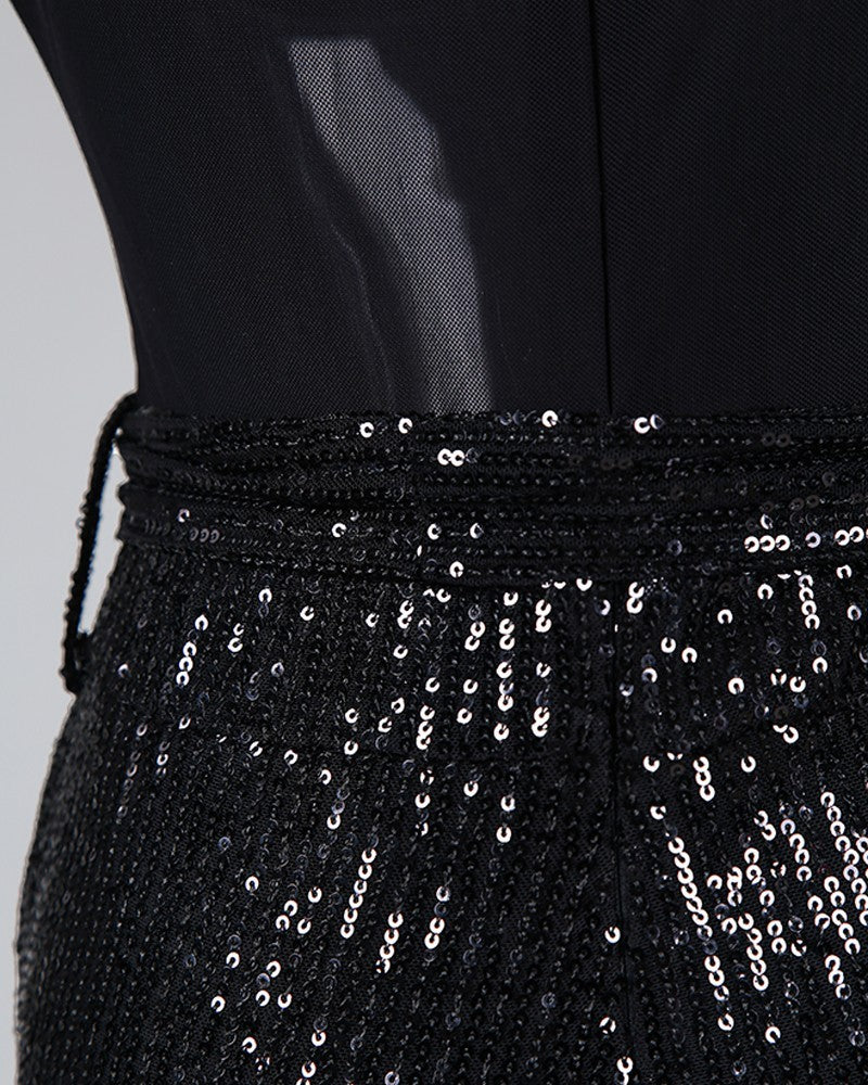 Deep V Sequined Jumpsuit