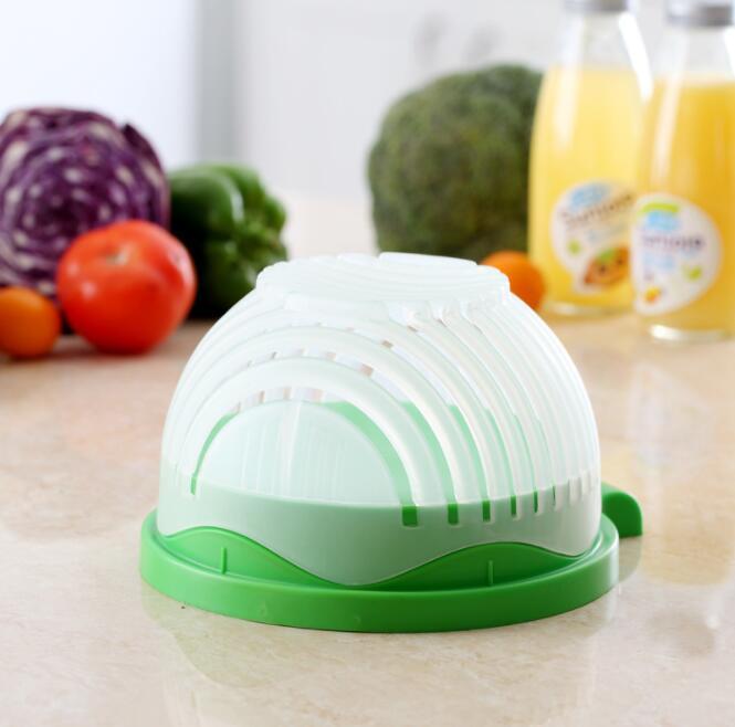 Creative 2-in-1 Salad Cutter Bowl – Fruit & Vegetable Chopper with Drain Basket! Salad Cutter, Fruit and Vegetable Cutter - JumoShop