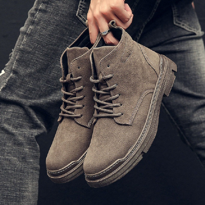 Casual Leather Shoes High-top Boots