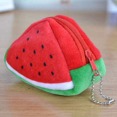 Children’s Day Creative Plush Triangle Fruit Coin Purse – Cute Zero Wallet & Key Bag with Strap