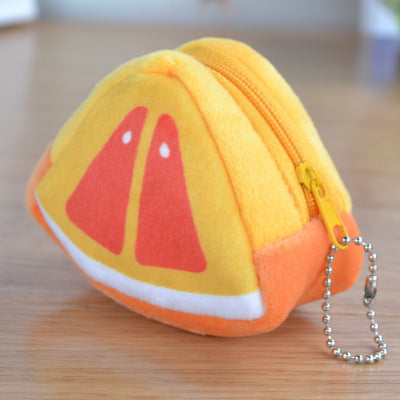 Children’s Day Creative Plush Triangle Fruit Coin Purse – Cute Zero Wallet & Key Bag with Strap