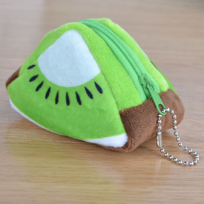 Children’s Day Creative Plush Triangle Fruit Coin Purse – Cute Zero Wallet & Key Bag with Strap