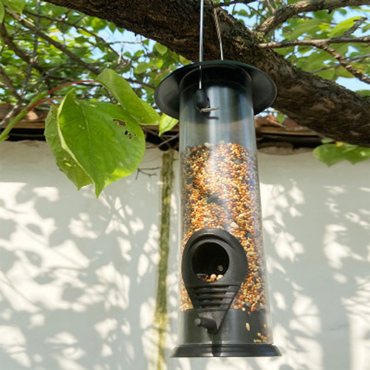 Automatic Hanging Bird Feeder - Outdoor Seed Dispenser for Wild Birds & Parrots
