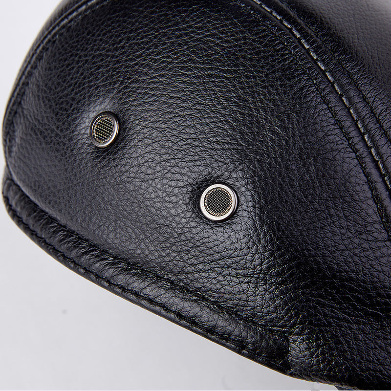 Men's Genuine Cowhide With Ear Flaps Beret Hats