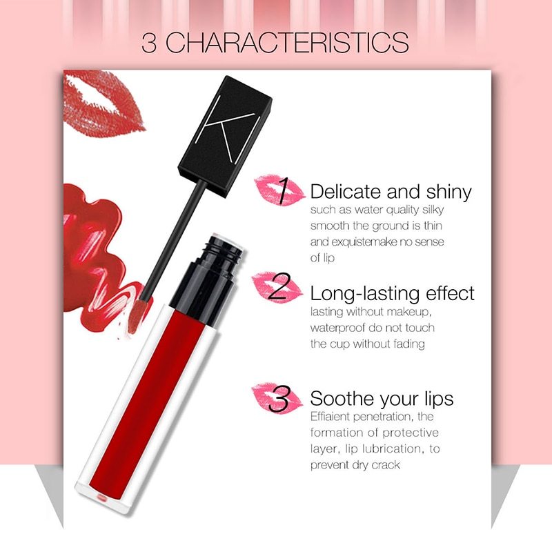 KIMUSE Matte Smooth Lipstick - Liquid Lipstick Matte Waterproof Lips Makeup Cosmetic Long Lasting Matte Lipstick Makeup