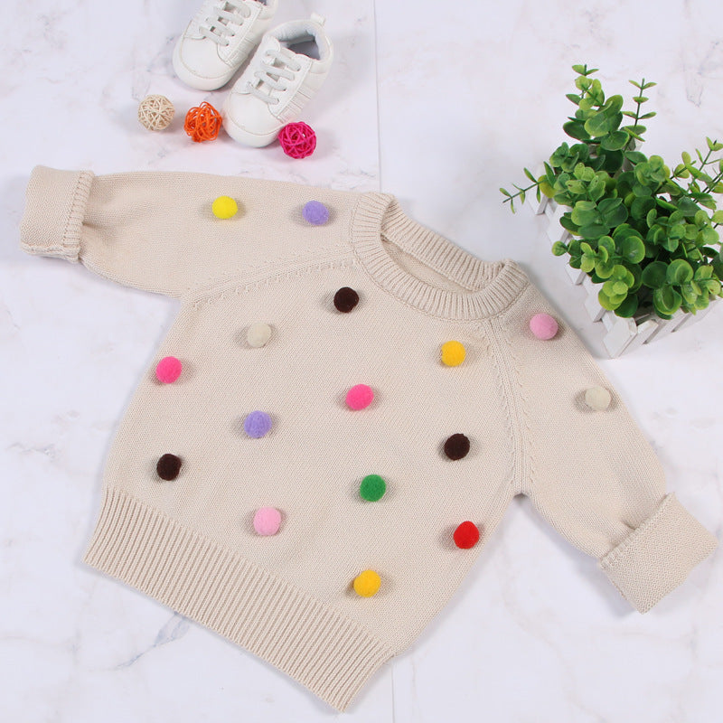 Kids Cardigan Winter Sweater - Balls Design Baby Knitted Cardigans Casual Toddler Boys Sweater Woolen Fleece Girls Sweater