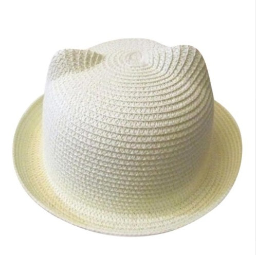 Cute Cat Ear Summer Hat -  Korean Style Straw Summer hat