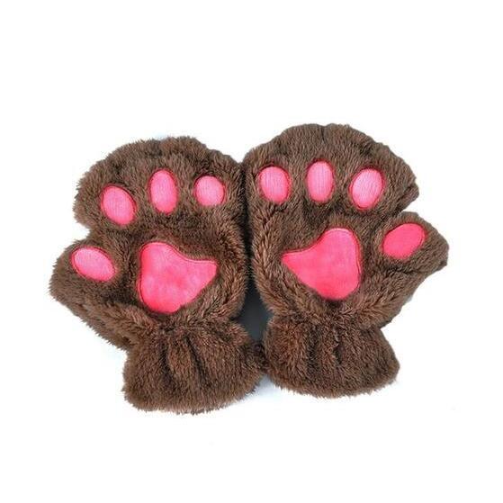 Winter Lovely Half Cover Paw Bear Cat Claw Gloves - Short Finger Gloves