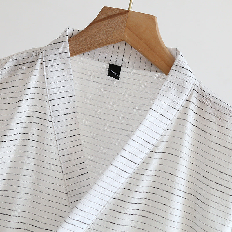 Summer Jacquard Gauze Cotton Kimono - Thin Home Bathrobe Simple