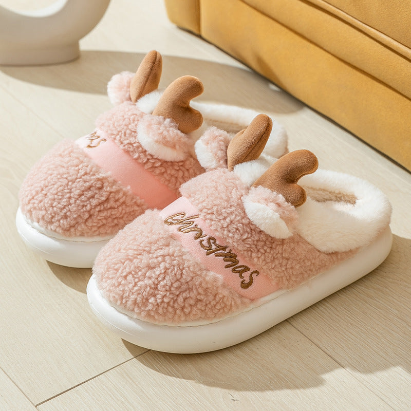 Christmas Shoes - Winter Home Slippers, Elk Soft Cozy Bedroom Slipper, Slip On House Shoes