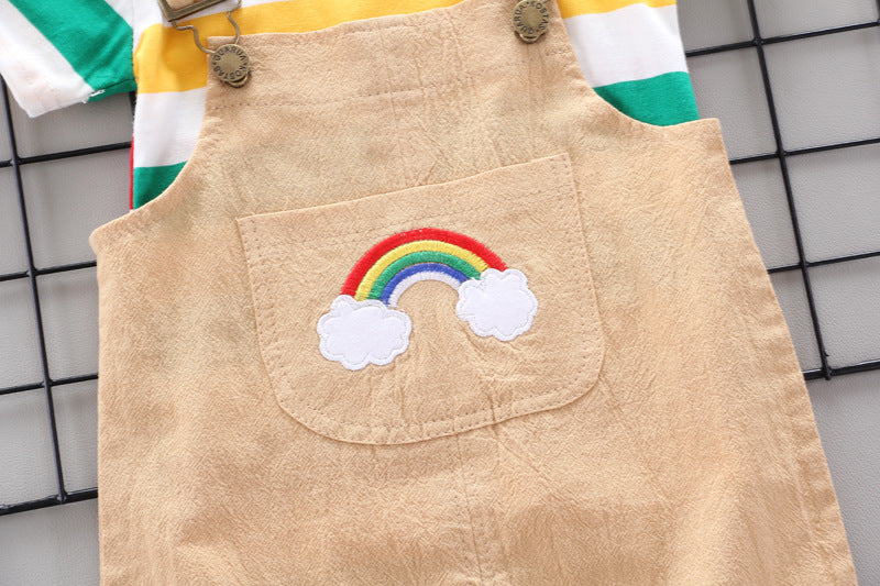 Rainbow Design Romper Pants and Top - Boys and Girls Baby Kids clothing Set