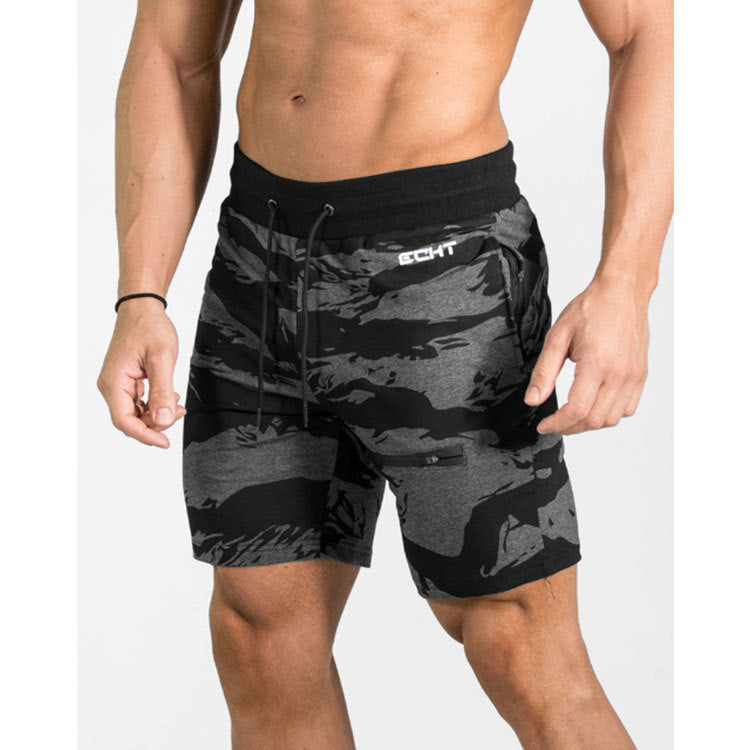 Five-point Shorts - Running training, sports fitness, running, camouflage, casual,