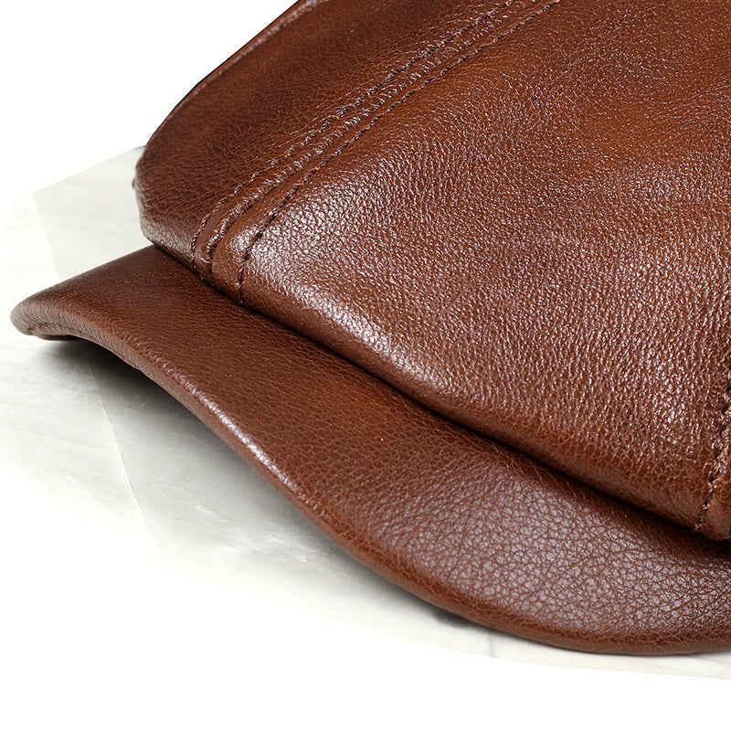 Dome Top Layer Cowhide Octagonal Men's Hat