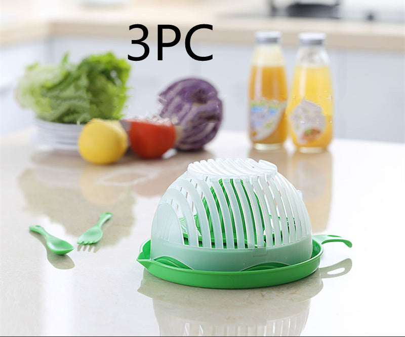 Creative 2-in-1 Salad Cutter Bowl – Fruit & Vegetable Chopper with Drain Basket! Salad Cutter, Fruit and Vegetable Cutter - JumoShop