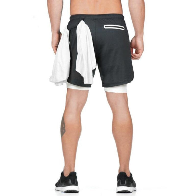 Running Shorts for Men - 2 In 1 Double-deck Quick Dry GYM Fitness Jogging Workout Pants