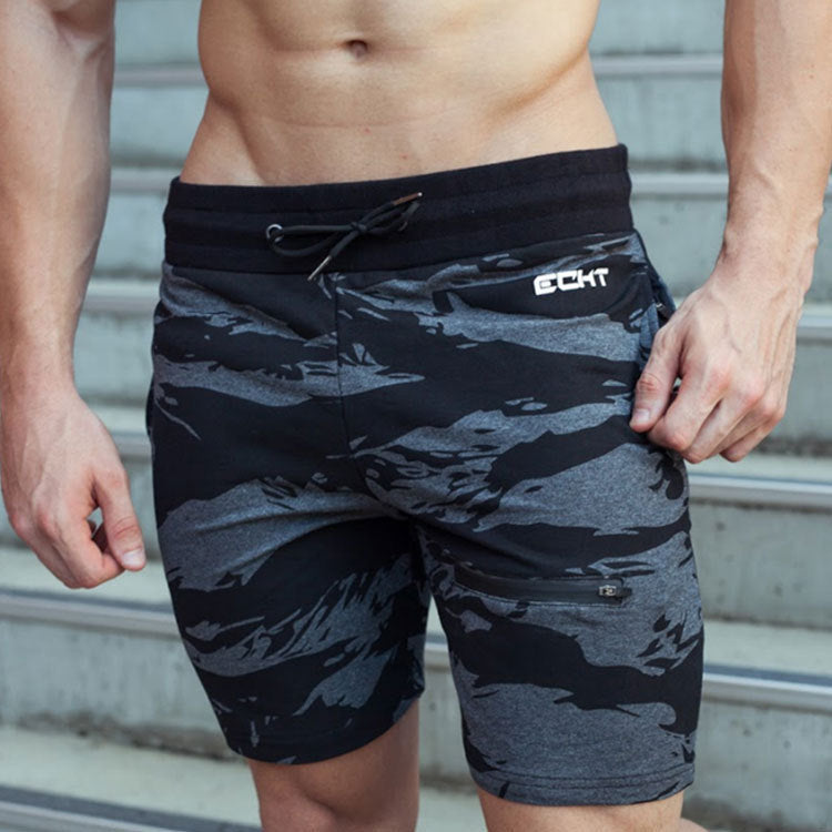 Five-point Shorts - Running training, sports fitness, running, camouflage, casual,