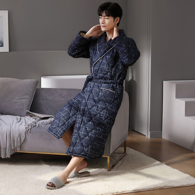 Pure Cotton Long Sleeved Autumn And Winter Bathrobe